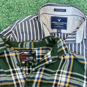 Vintage flannel Button-up Old Navy an American Eagle Blue Striped Men's Shirt